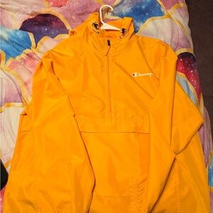 Champion Athletic Pullover Windbreaker in Bright Yellow